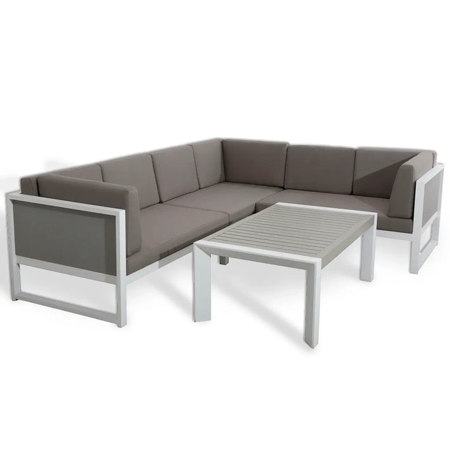 Nexa Aluminium Garden Furniture Corner Sofa Set With Coffee Table - Right Hand