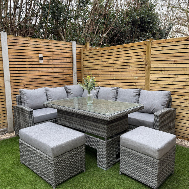 Solara Rattan Garden Furniture Corner Sofa Set With Rising Table - Left Hand