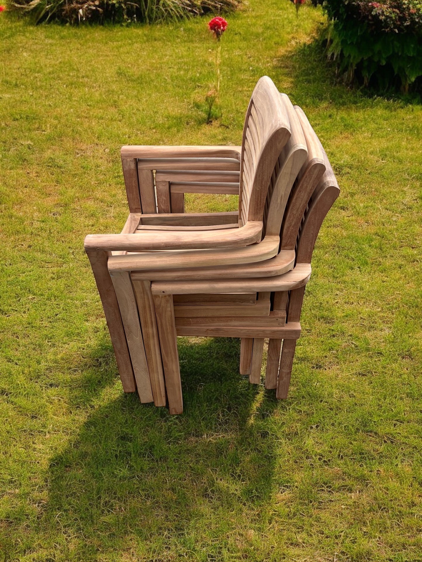 Western Teak Stacking Chairs (4 Pack)