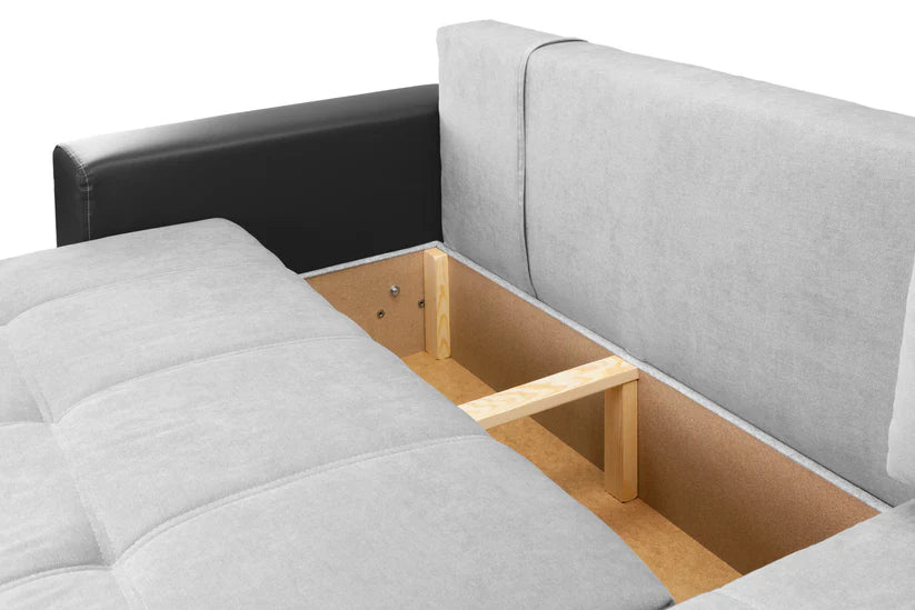 Nest Sofa Bed L Shape Corner – Stylish Black / Grey Comfort Seating (Right Hand)