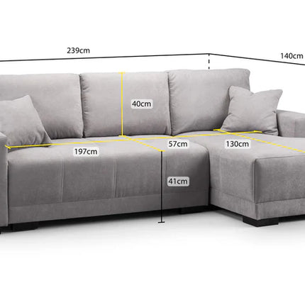Nest Sofa Bed L Shape Corner – Stylish Black / Grey Comfort Seating (Right Hand)