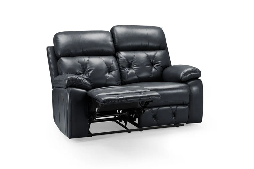 Opal 2 Seater Manual Recliner Sofa – Stylish Black Leather Comfort Seating