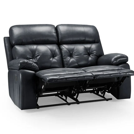 Opal 2 Seater Manual Recliner Sofa – Stylish Black Leather Comfort Seating