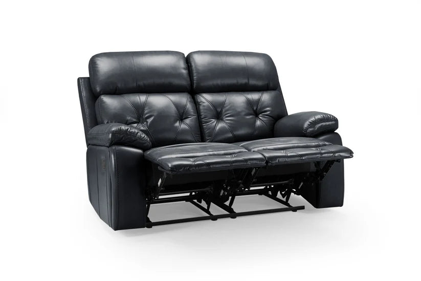 Opal 2 Seater Manual Recliner Sofa – Stylish Black Leather Comfort Seating