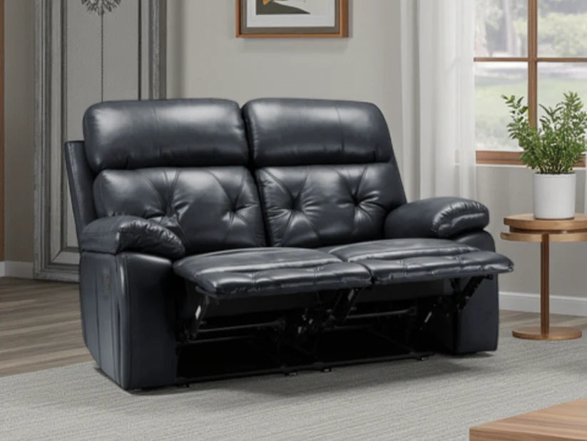 Opal 2 Seater Manual Recliner Sofa – Stylish Black Leather Comfort Seating