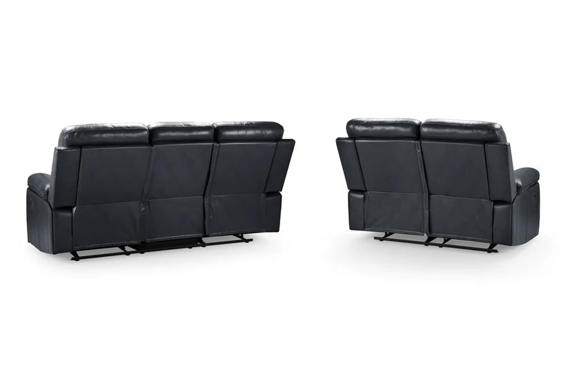 Opal 3+2 Seater Manual Recliner Sofa – Stylish Black Leather Comfort Seating