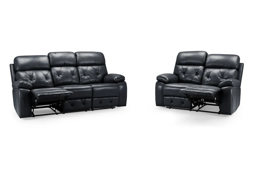 Opal 3+2 Seater Manual Recliner Sofa – Stylish Black Leather Comfort Seating