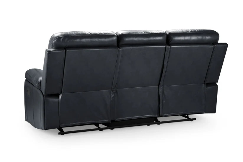Opal 3 Seater Manual Recliner Sofa – Stylish Black Leather Comfort Seating