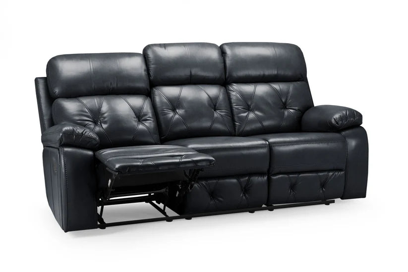 Opal 3 Seater Manual Recliner Sofa – Stylish Black Leather Comfort Seating