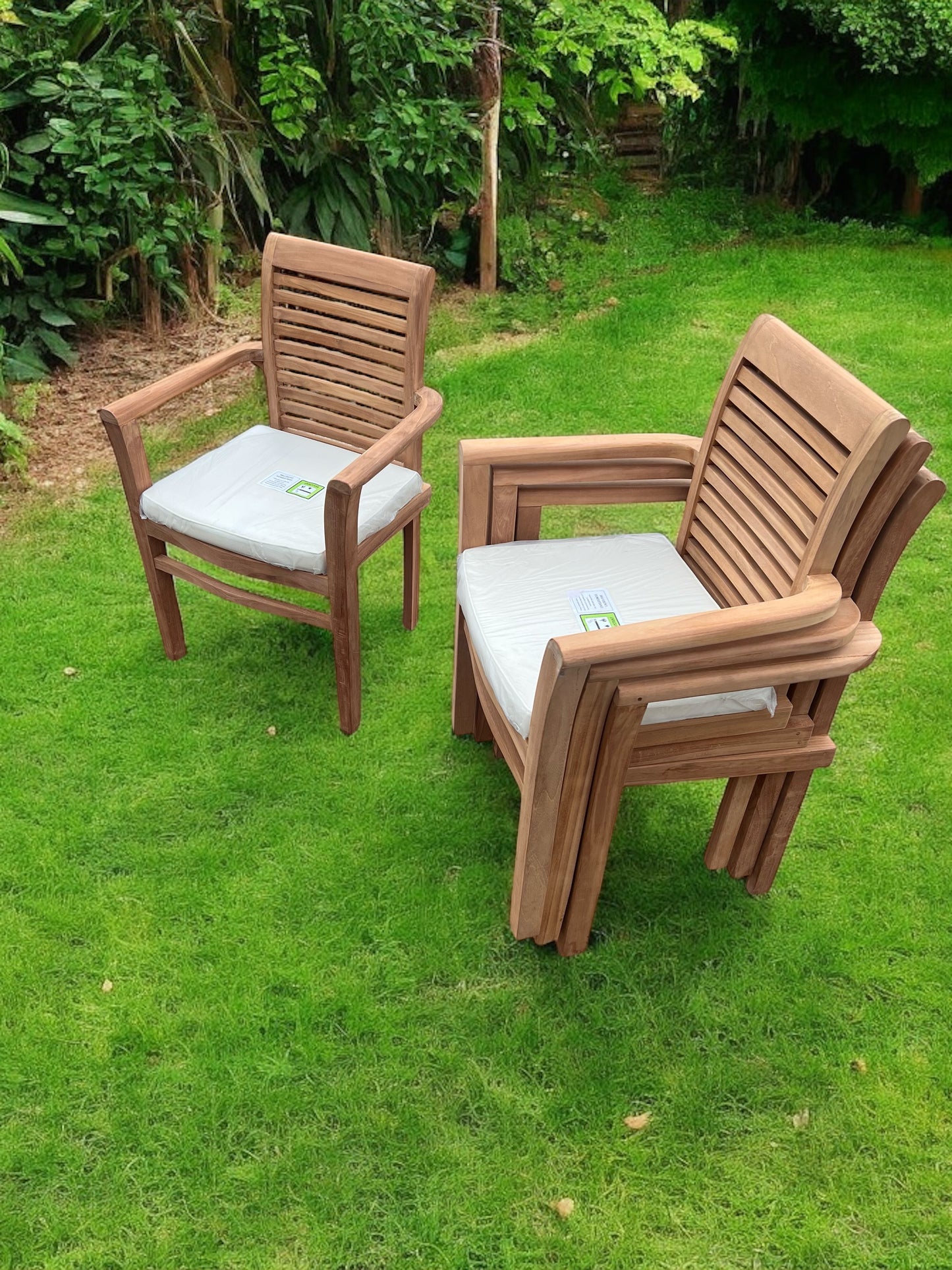 Western Teak Stacking Chairs (4 Pack)