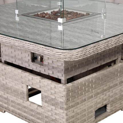 Eterna Rattan Garden Furniture Corner Sofa Set With Rising Firepit Table