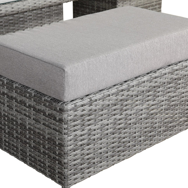 Solara Rattan Garden Furniture Corner Sofa Set With Rising Table - Left Hand