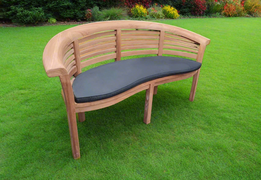 Teak Banana Curved Horizontal Bench 3 Seater Extra Thick