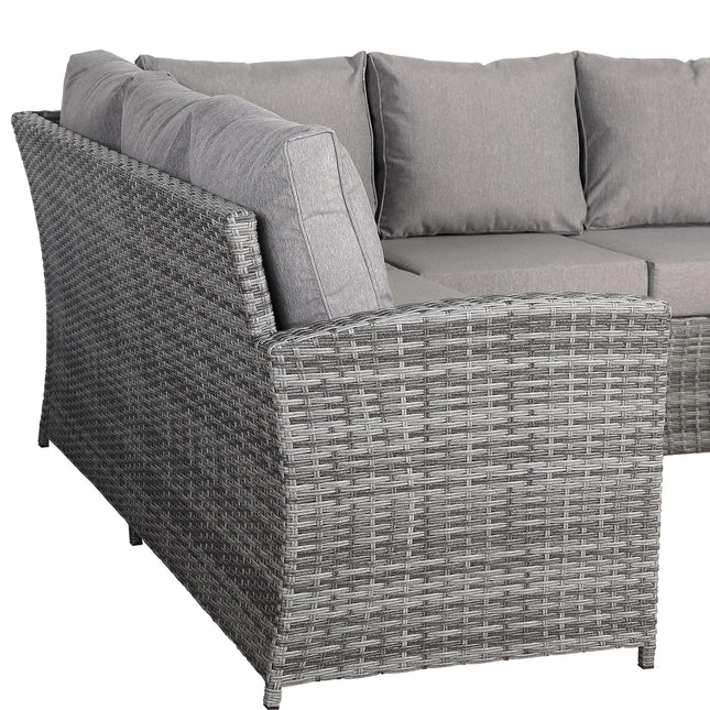 Solara Rattan Garden Furniture Corner Sofa Set With Rising Table - Right Hand