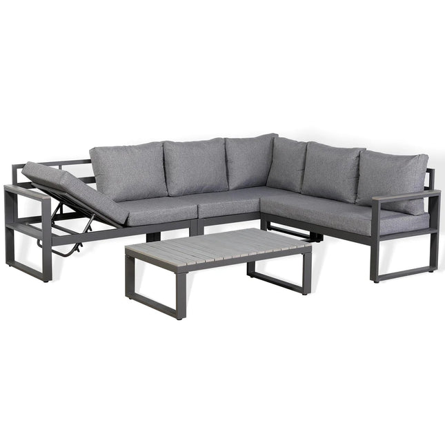 Arven Aluminium Garden Furniture Corner Sofa Set With Coffee Table - Right Hand