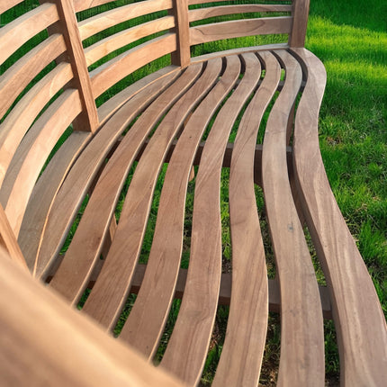 Teak Harmony Curved Horizon Bench 3 Seater Extra Thick