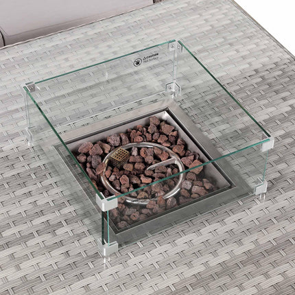 Eterna Rattan Garden Furniture Corner Sofa Set With Rising Firepit Table