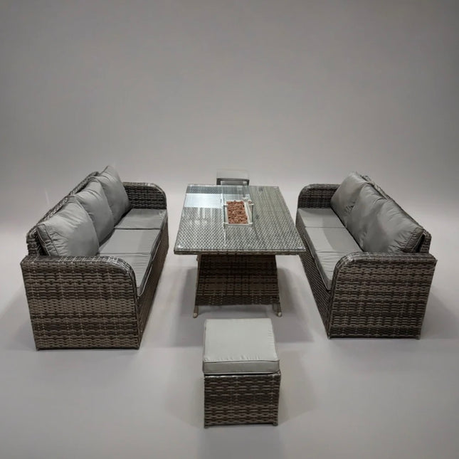 Cove Rattan Garden Furniture Set Firepit Sofa Outdoor Furniture