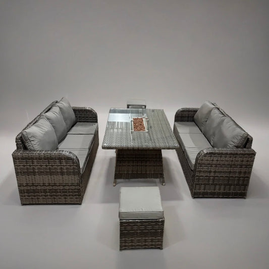 Cove Rattan Garden Furniture Set Firepit Sofa Outdoor Furniture