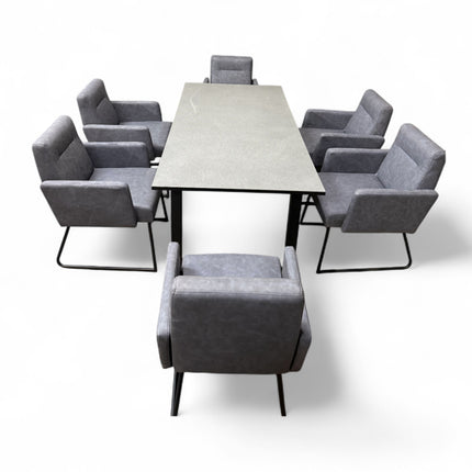 Grey Indoor Dining Table and 6 Chairs Set – Modern 7-Piece Dining Furniture | RK Garden Furniture