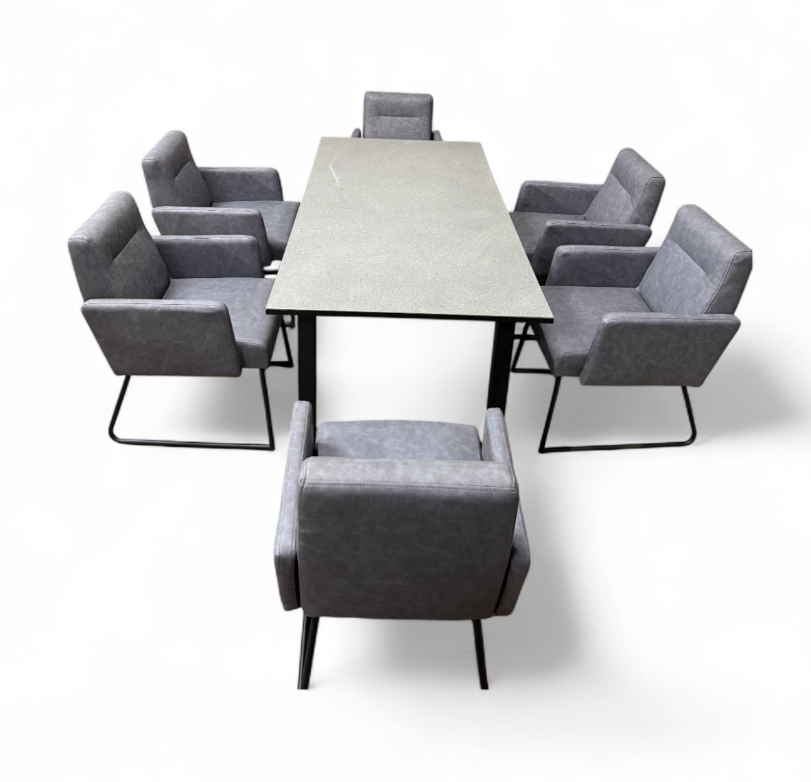 Grey Indoor Dining Table and 6 Chairs Set – Modern 7-Piece Dining Furniture | RK Garden Furniture