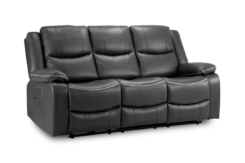 Flint 3 Seater Electric Recliner Sofa – Stylish Black Leather Comfort Seating