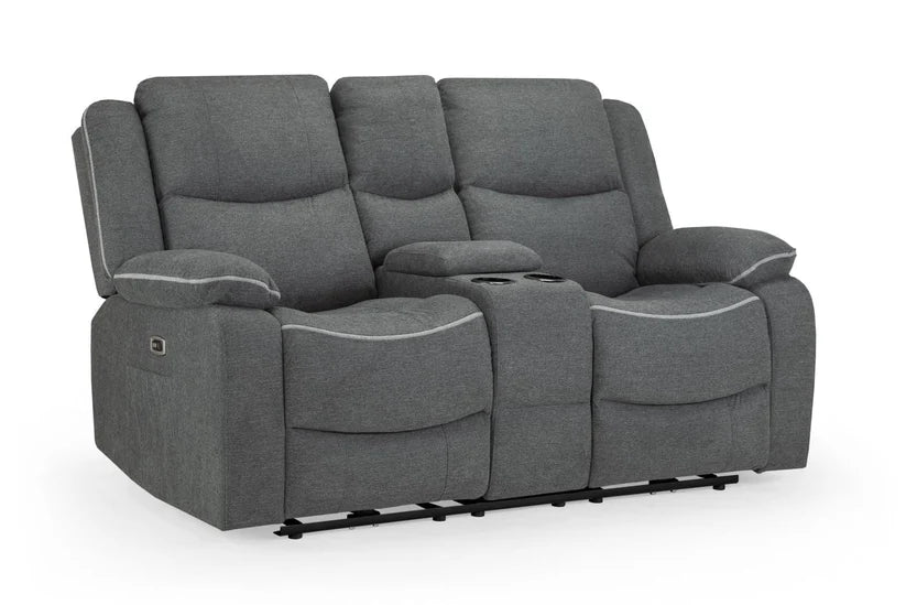 Flint 2 Seater Electric Recliner Sofa – Stylish Graphite Fabric Comfort Seating