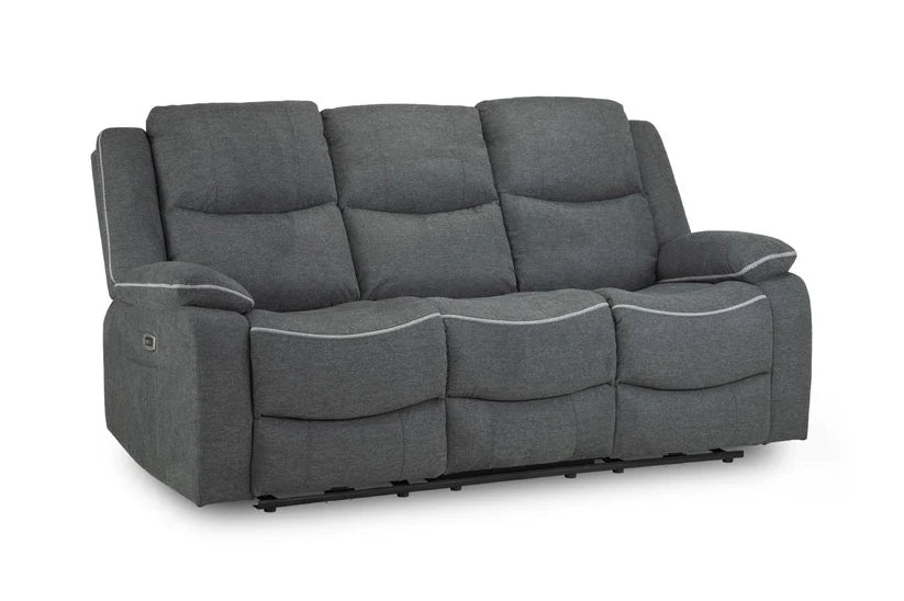 Flint 3 Seater Electric Recliner Sofa – Stylish Graphite Fabric Comfort Seating
