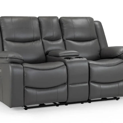 Flint 2 Seater Electric Recliner Sofa – Stylish Grey Leather Comfort Seating