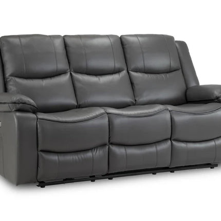 Flint 3 Seater Electric Recliner Sofa – Stylish Grey Leather Comfort Seating