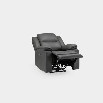 Flint 1 Seater Electric Recliner Armchair Sofa – Stylish Grey Leather Comfort Seating
