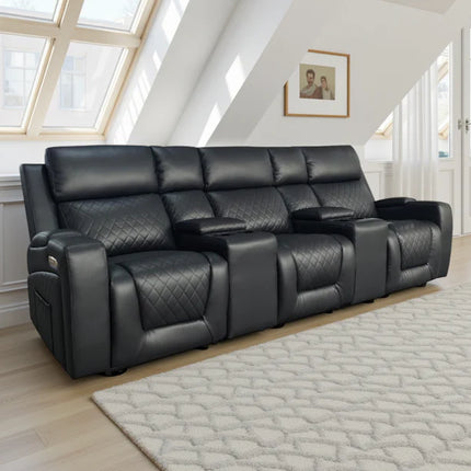 Cosmo 3 Seater Electric Recliner Sofa – Stylish Black Leather Comfort Seating