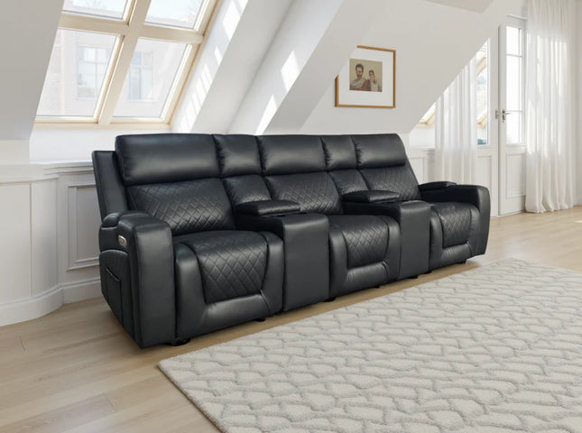 Cosmo 3 Seater Electric Recliner Sofa – Stylish Black Leather Comfort Seating
