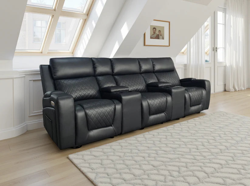 Cosmo 3 Seater Electric Recliner Sofa – Stylish Black Leather Comfort Seating