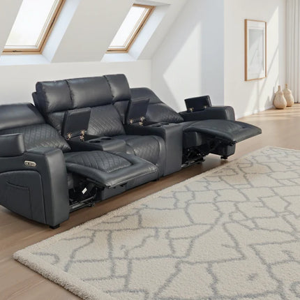 Cosmo 3 Seater Electric Recliner Sofa – Stylish Black Leather Comfort Seating