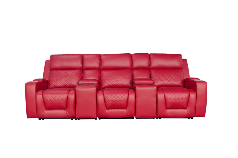 Cosmo 3 Seater Electric Recliner Cinema Sofa – Stylish Red Leather Comfort Seating