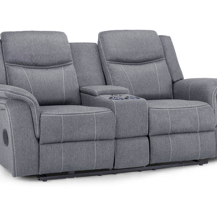 Flow Tech 2 Seater Electric Recliner Sofa – Stylish Grey Fabric Comfort Seating
