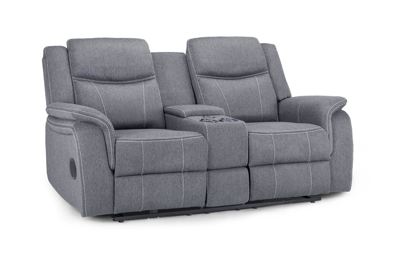 Flow Tech 2 Seater Electric Recliner Sofa – Stylish Grey Fabric Comfort Seating
