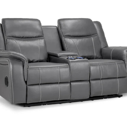 Flow Tech 2 Seater Electric Recliner Sofa – Stylish Grey Leather Comfort Seating
