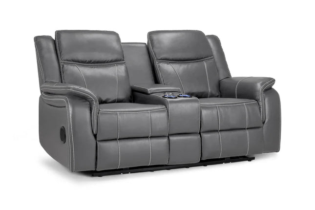 Flow Tech 2 Seater Electric Recliner Sofa – Stylish Grey Leather Comfort Seating