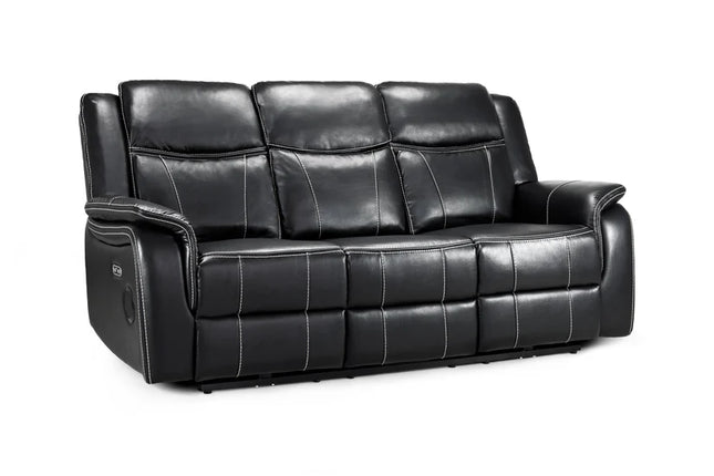 Flow Tech 3 Seater Electric Recliner Sofa – Stylish Black Leather Comfort Seating