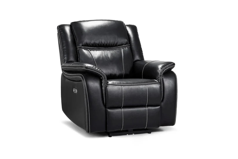 Flow Tech Armchair Electric Recliner Sofa – Stylish Black Leather Comfort Seating