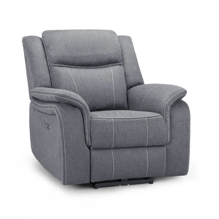 Flow Tech Armchair Electric Recliner Sofa – Stylish Grey Fabric Comfort Seating