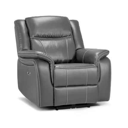 Flow Tech Armchair Electric Recliner Sofa – Stylish Grey Leather Comfort Seating