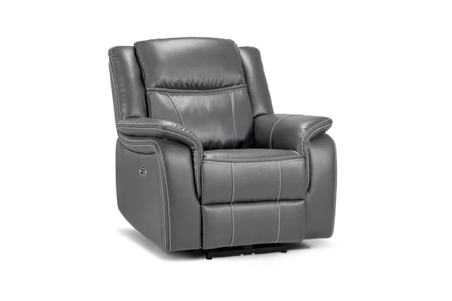 Flow Tech Armchair Electric Recliner Sofa – Stylish Grey Leather Comfort Seating