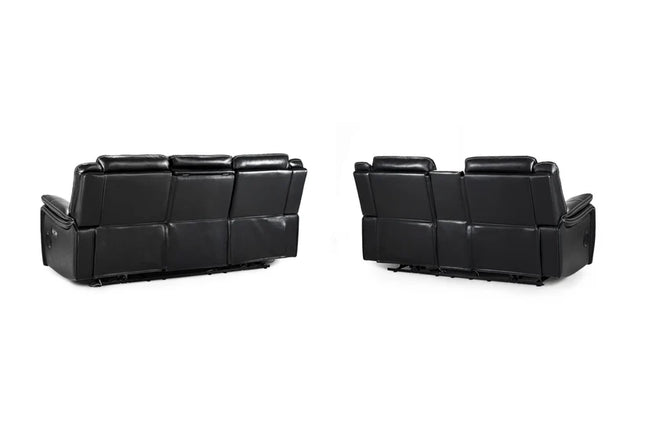 Flow Tech 3+2 Seater Electric Recliner Sofa Set – Stylish Black Leather Comfort Seating