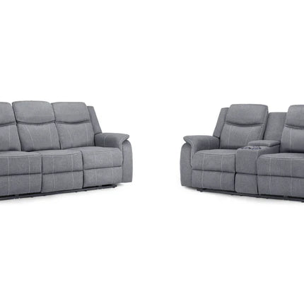 Flow Tech 3+2 Seater Electric Recliner Sofa Set – Stylish Grey Fabric Comfort Seating