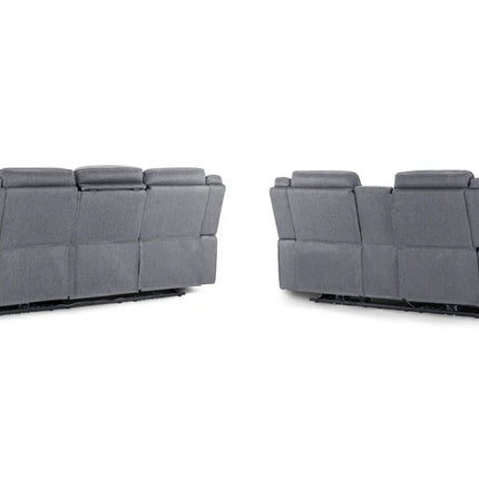 Flow Tech 3+2 Seater Electric Recliner Sofa Set – Stylish Grey Fabric Comfort Seating