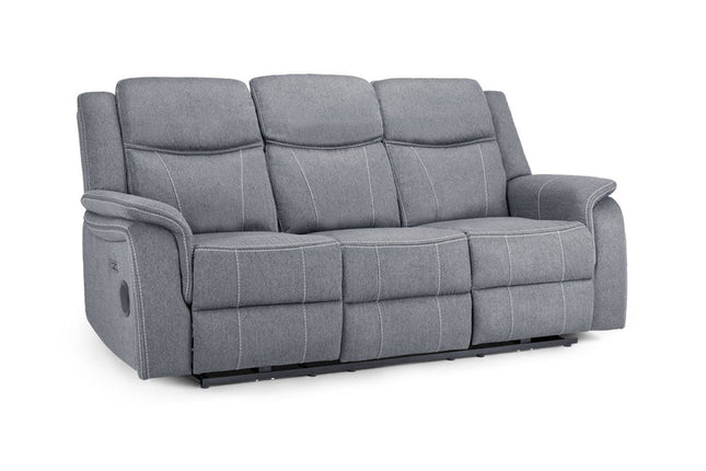 Flow Tech 3 Seater Electric Recliner Sofa – Stylish Grey Fabric Comfort Seating
