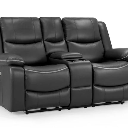 Flint 2 Seater Electric Recliner Sofa – Stylish Black Leather Comfort Seating